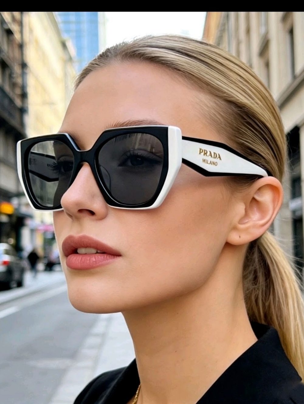 NEW Prada PR15WS - 09Q5SO Sunglasses Black & White Comes With Case